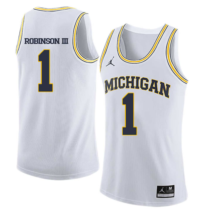 University of Michigan 1 Glenn Robinson III White College Basketball Jersey Dzhi